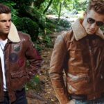 Deux hommes optant pour le blouson aviateur en cuir marron, une pièce vintage chic pour un style affirmé et intemporel.