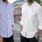 La chemise en lin mise en valeur par deux hommes.
