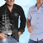 Deux hommes en chemises à motifs nautiques