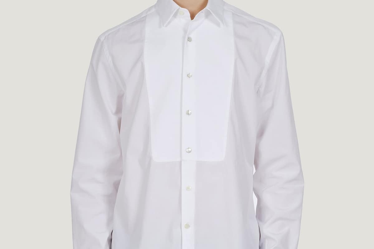 Robe chemise blanche à plastron Chloe
